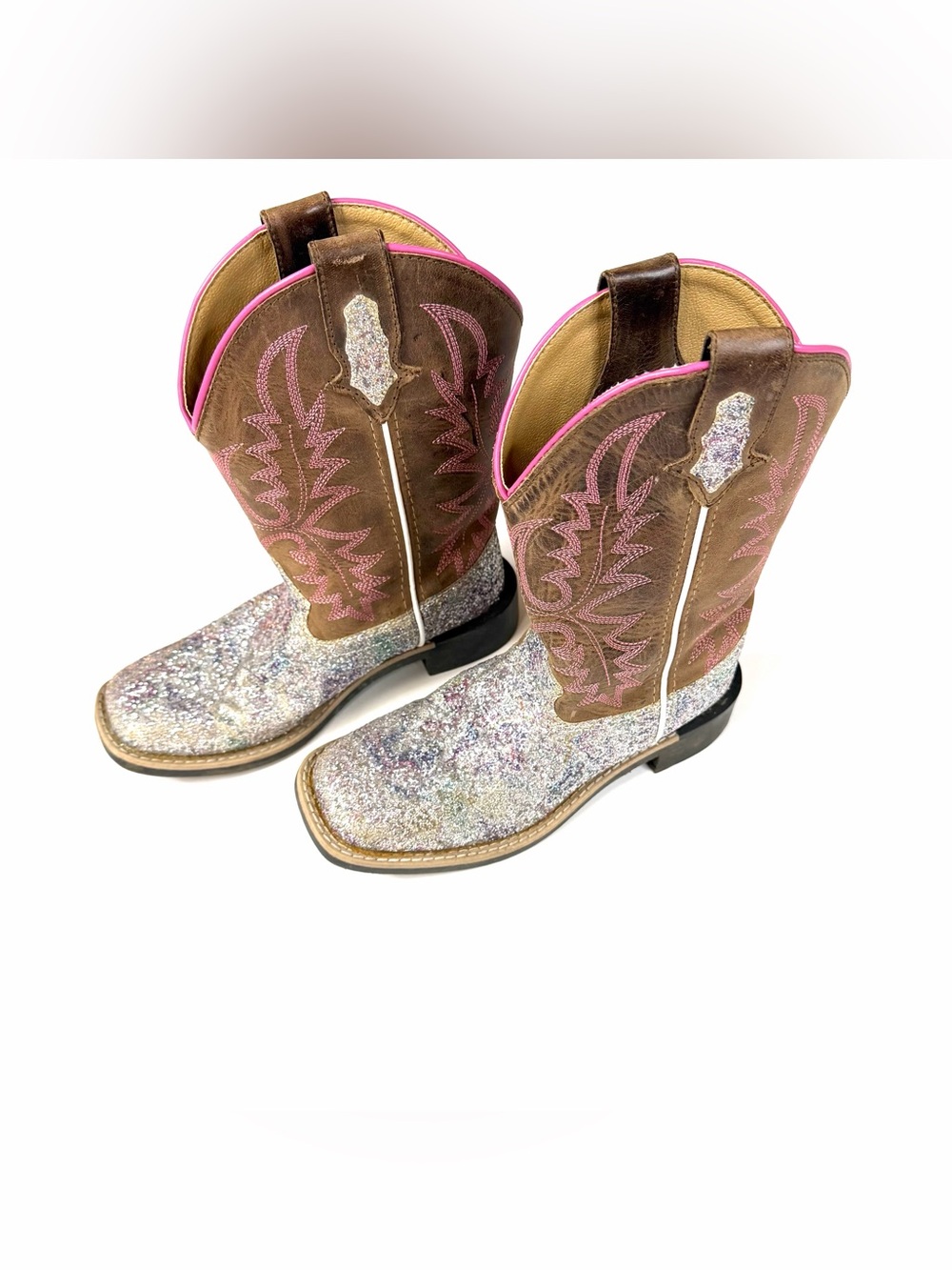 Smoky Mountain Boots Little Girls Size 13.5 Cowboy Boots Glitter Sparkle Brown